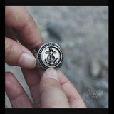 Anchor And Compass Stainless Steel Marine Ring