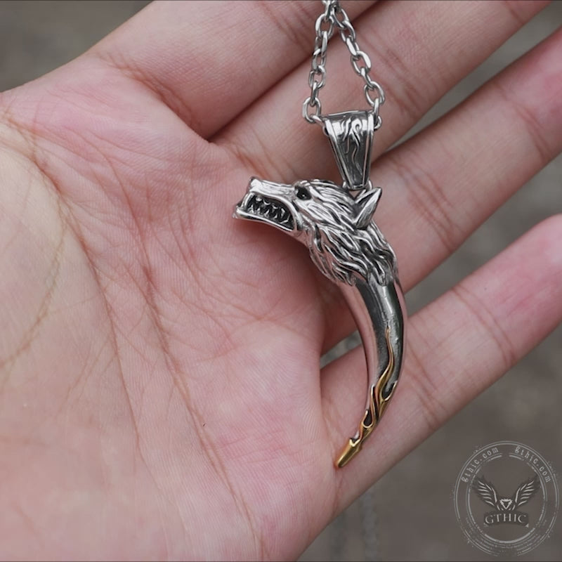 Wolf Tooth Stainless Steel Amulet Pendant