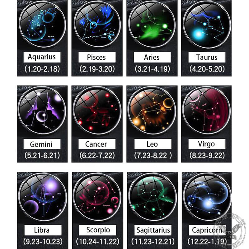 12 Constellation Zodiac Stainless Steel Luminous Stud Earrings | Gthic.com