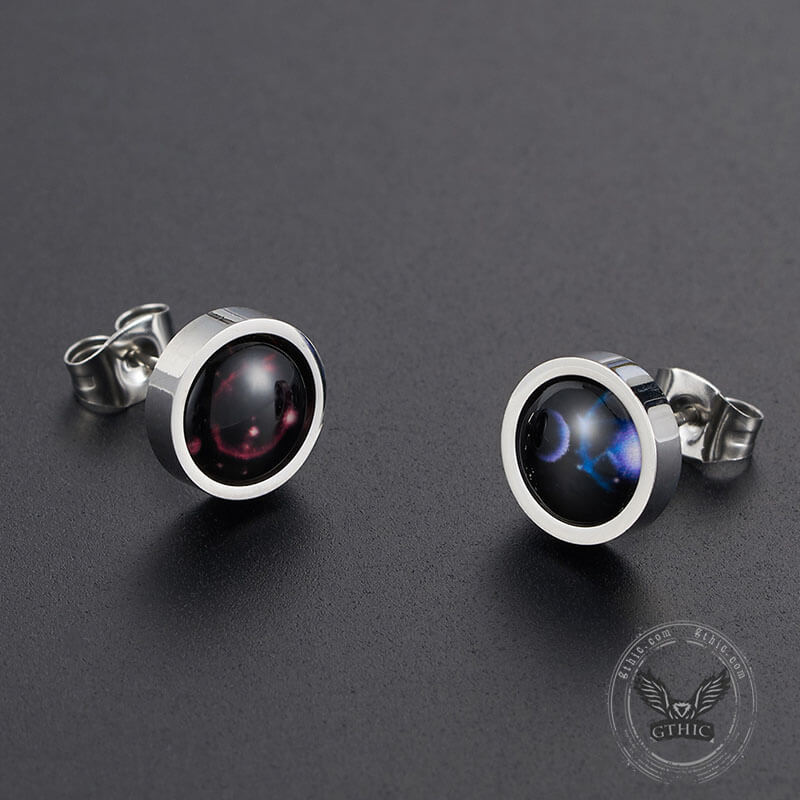 12 Constellation Zodiac Stainless Steel Luminous Stud Earrings | Gthic.com