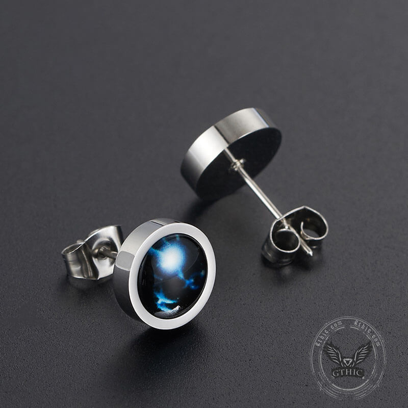 12 Constellation Zodiac Stainless Steel Luminous Stud Earrings | Gthic.com