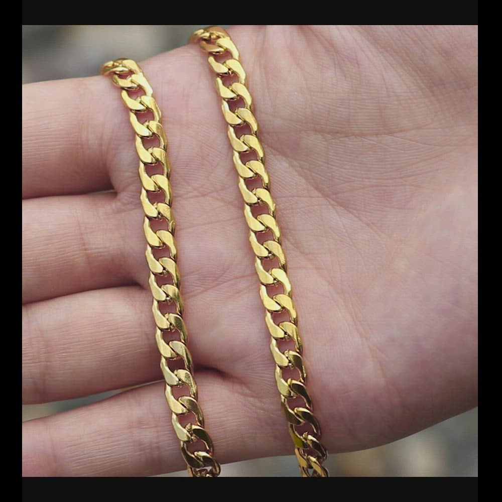 Water Ripple Stainless Steel Gold Chain