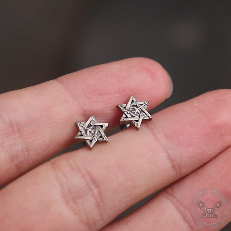 Star Of David All Seeing Eye Sterling Silver Stud Earring