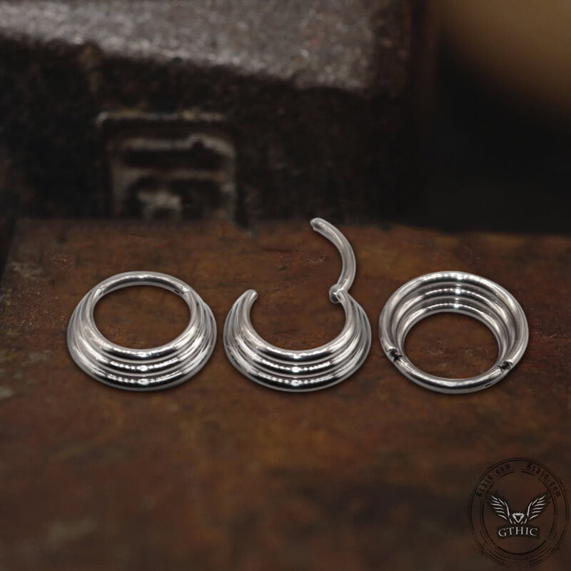3-Tier Stacked Titanium Septum Piercing Ring | Gthic.com
