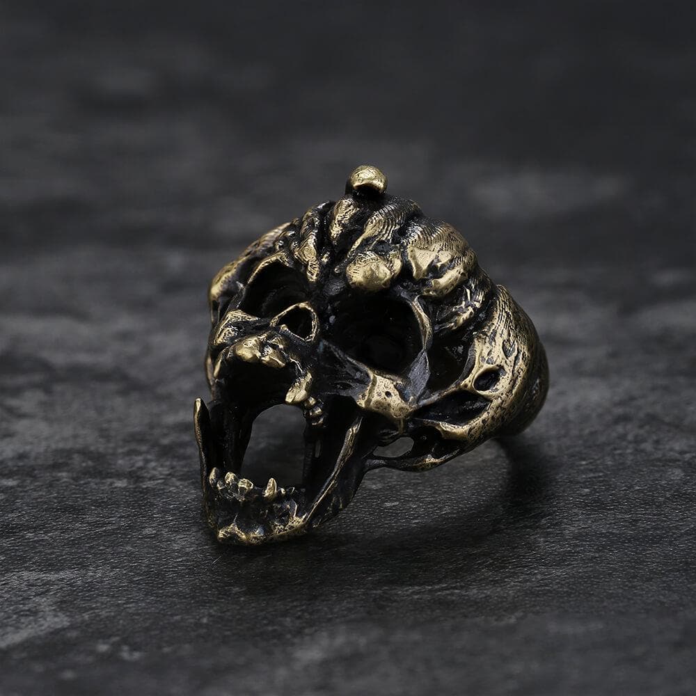 Halloween Horror Pumpkin Sterling Silver Skull Ring | Gthic.com