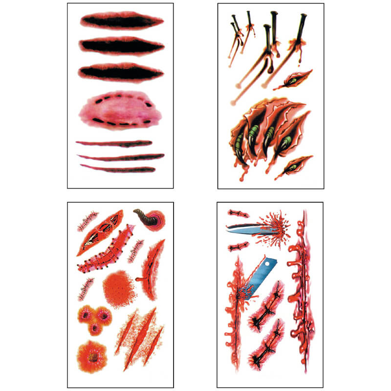Bloody Cuts & Scrapes Temporary Tattoos, 14pc | Party City