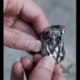 Totenkopf-Ring aus Edelstahl mit Todessichel