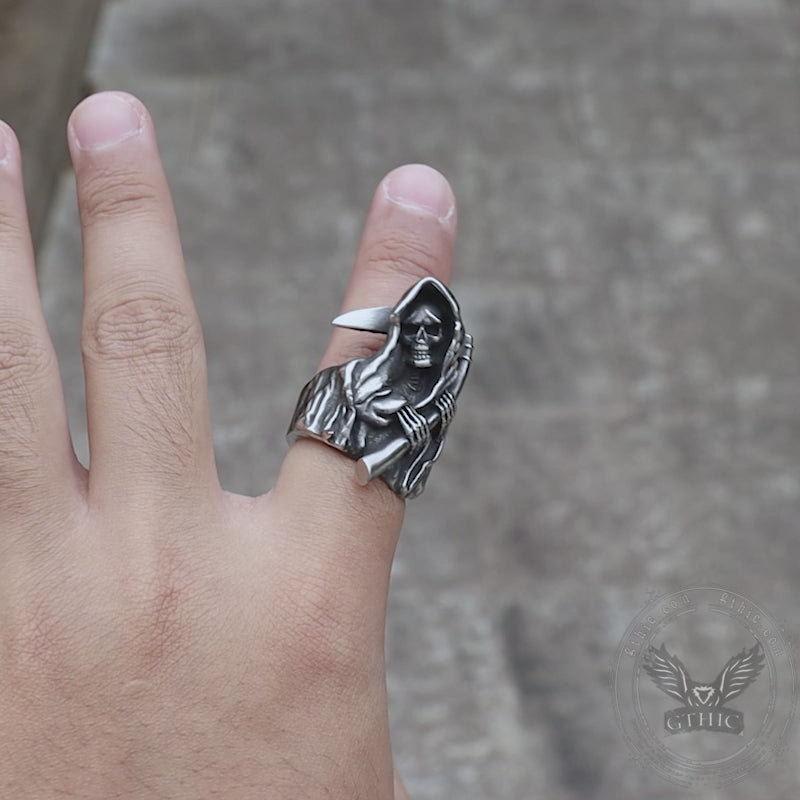 Anello teschio in acciaio inossidabile Death Reaper