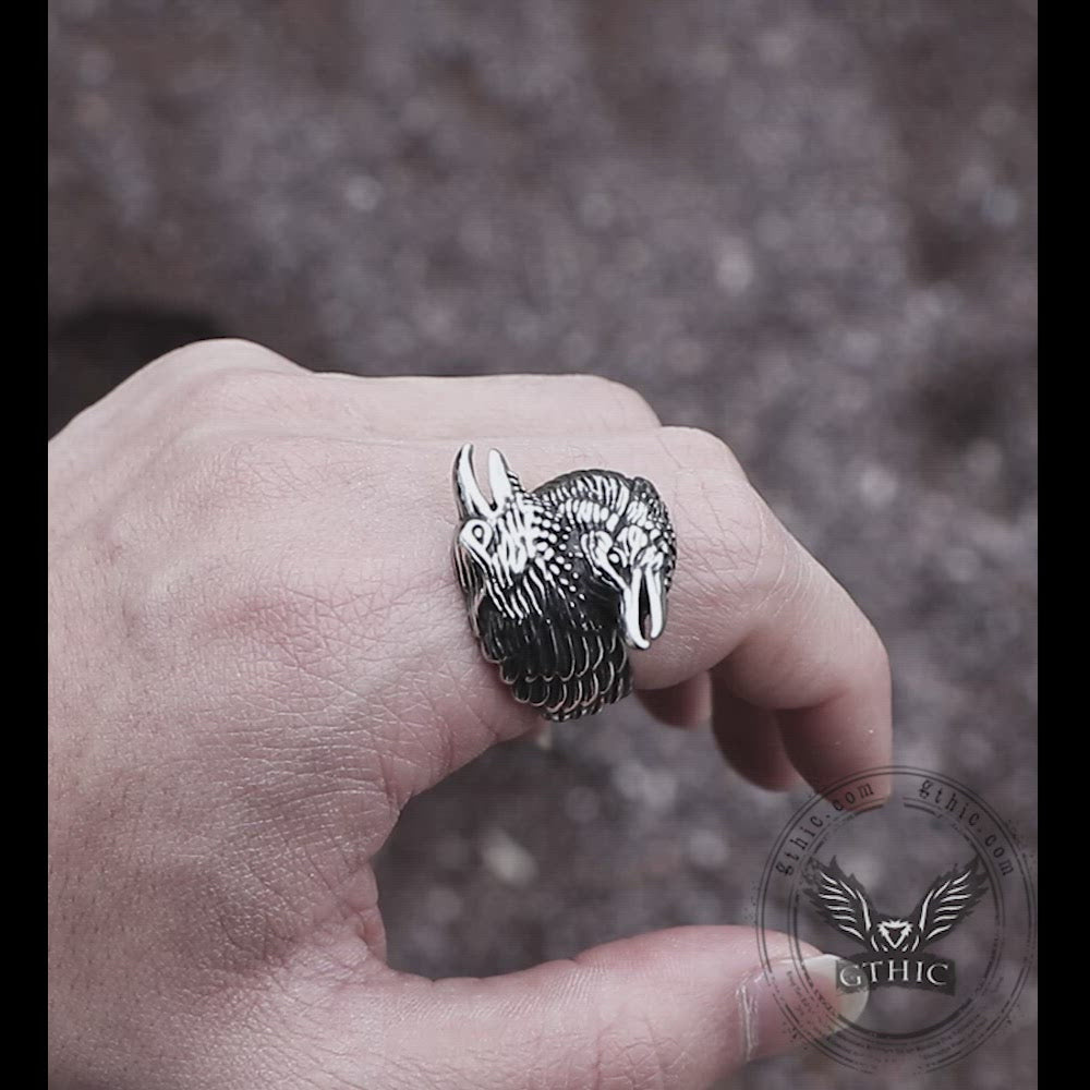 Odin Ravens Huginn und Munin Wikinger-Ring aus Edelstahl