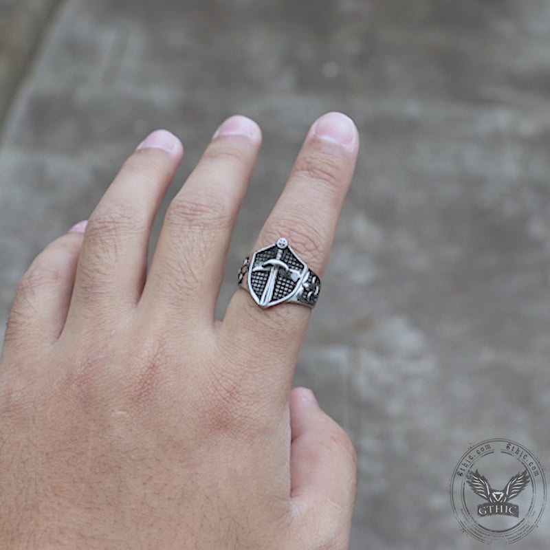 Cross Shield Fleury Stainless Steel Ring