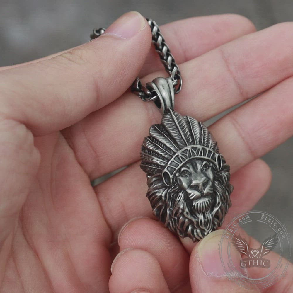 Indian Lion King Pure Tin Necklace