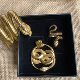 3 Pcs Coiled Snake Ring Pendant And Bracelet Jewelry Set | Gthic.com