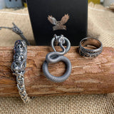 3 Pcs Ferocious Snake Ring Pendant And Bracelet Jewelry Set | Gthic.com