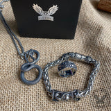 3 Pcs Ferocious Snake Ring Pendant And Bracelet Jewelry Set | Gthic.com