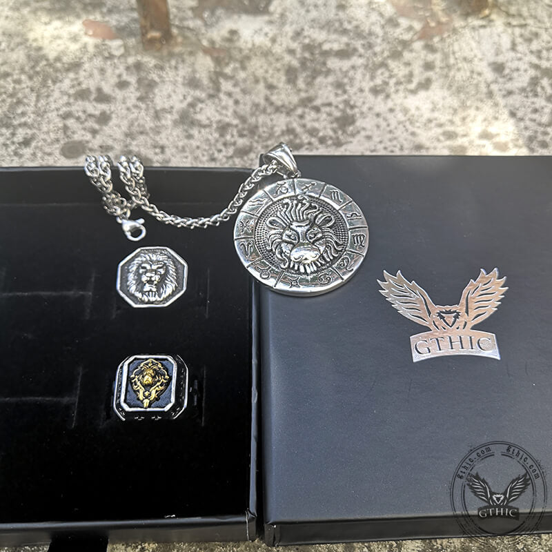 3 Pcs Lion Stainless Steel Jewelry Set