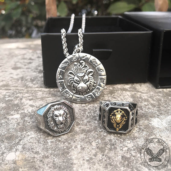 3 Pcs Lion Stainless Steel Jewelry Set | Gthic.com