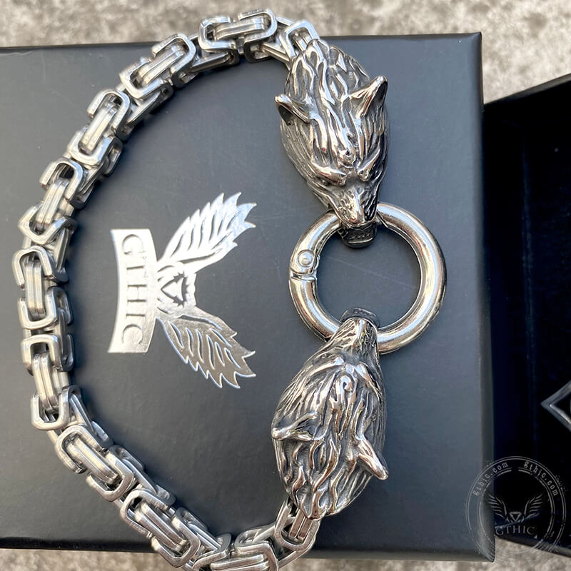 3 Pcs Loyal Wolf Stainless Steel Jewelry Set | Gthic.com