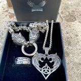 3 Pcs Loyal Wolf Stainless Steel Jewelry Set | Gthic.com