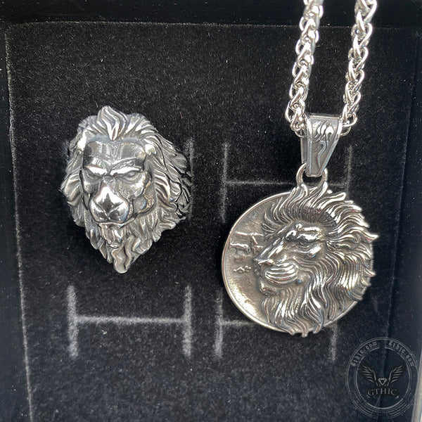 3 Pcs Majestic Lion Stainless Steel Jewelry Set | Gthic.com