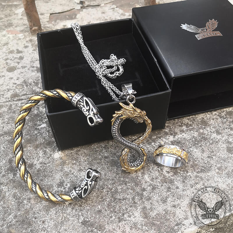 3 Pcs Mystery Dragon Stainless Steel Jewelry Set | Gthic.com