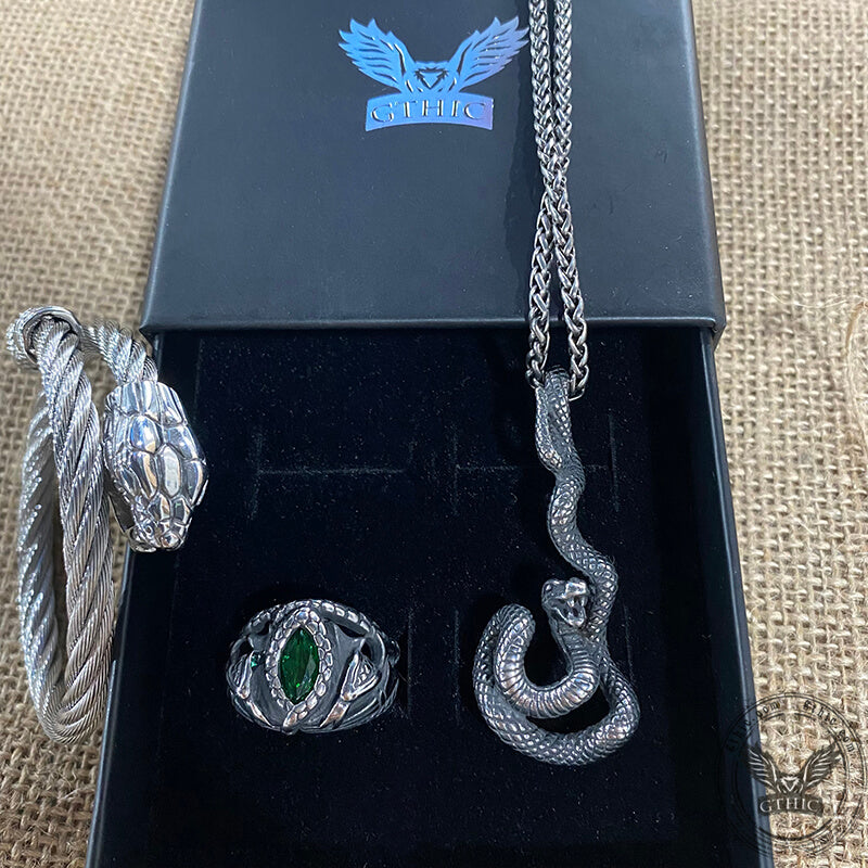 3 Pcs Power Snake Ring Jewelry Set | Gthic.com