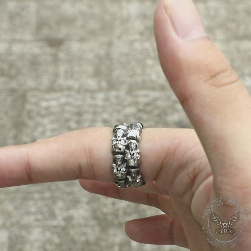 Punk Skulls Stainless Steel Ring