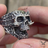 Screaming Demon Skull Sterling Silver Ring