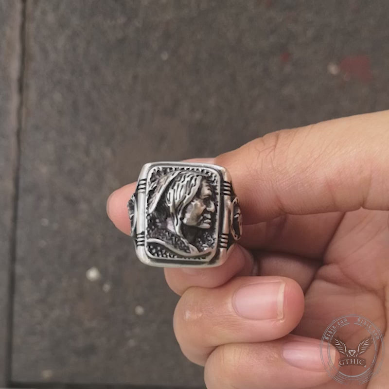 Indian Portrait Sterling Silver Ring