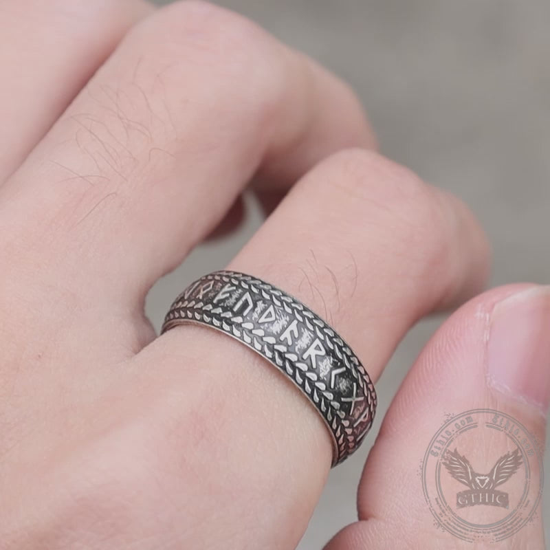 Retro Futhark Runes Stainless Steel Ring