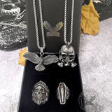 4 Pcs Rings and Pendants Skull Jewelry Set