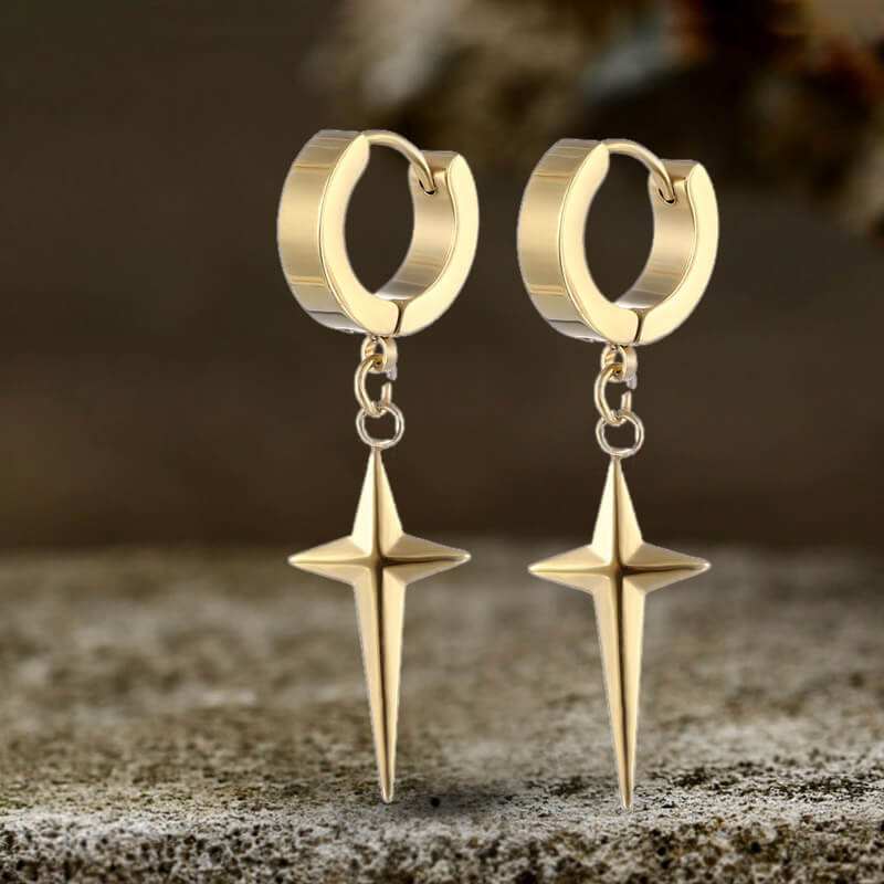 Letter Design Golden Hoop Earrings Elegant Simple Style Stainless