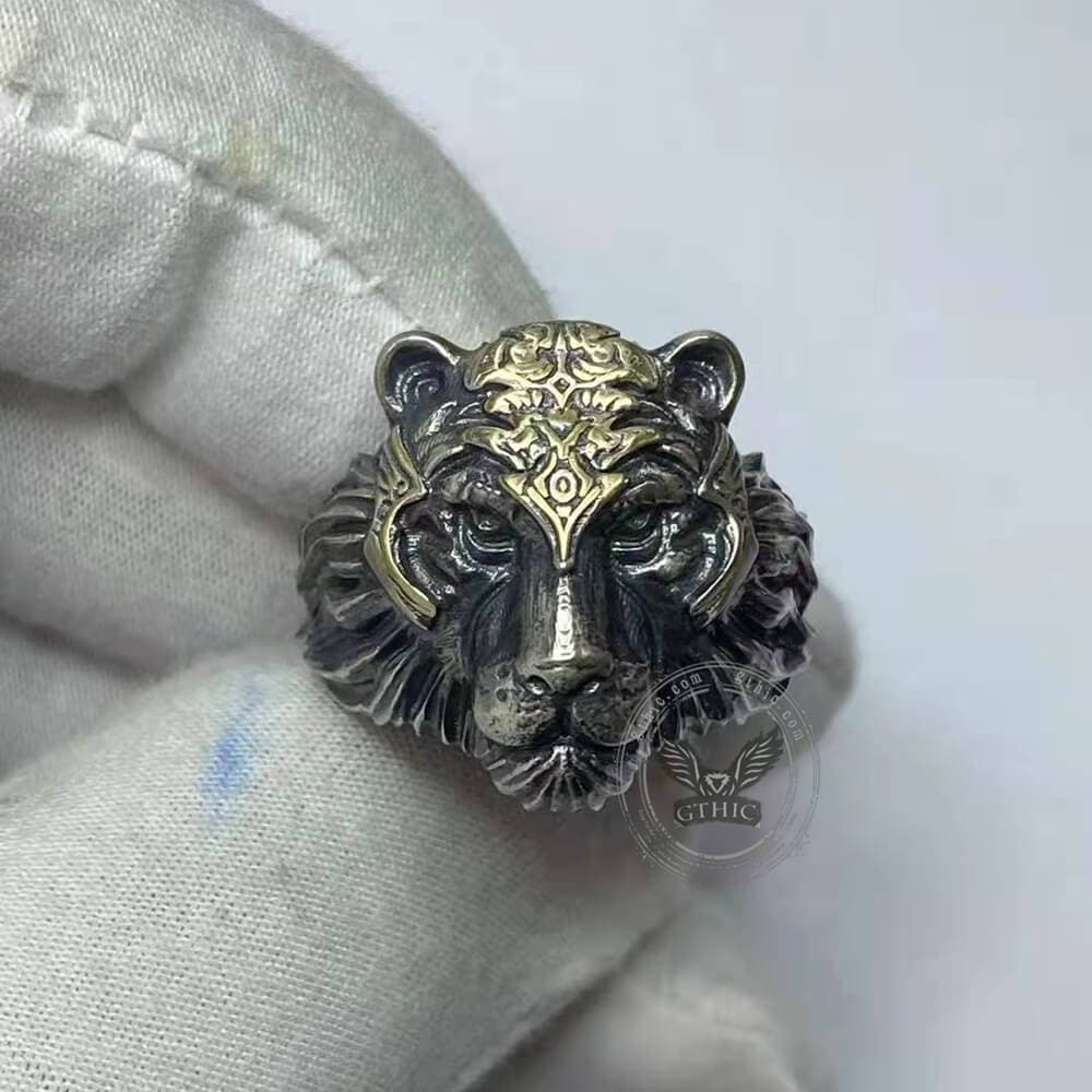 Majestic Tiger Head Sterling Silver Ring | Gthic.com