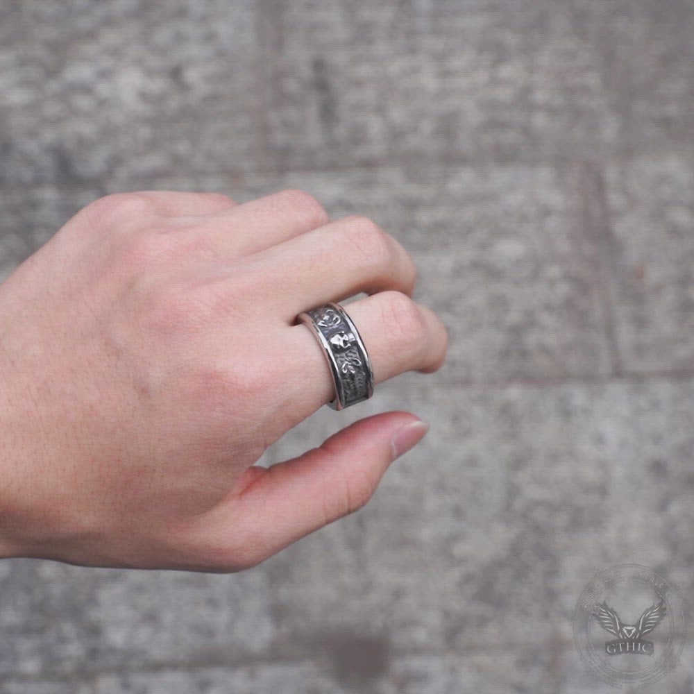 Gothic Skull With Scorpion Stainless Steel Ring