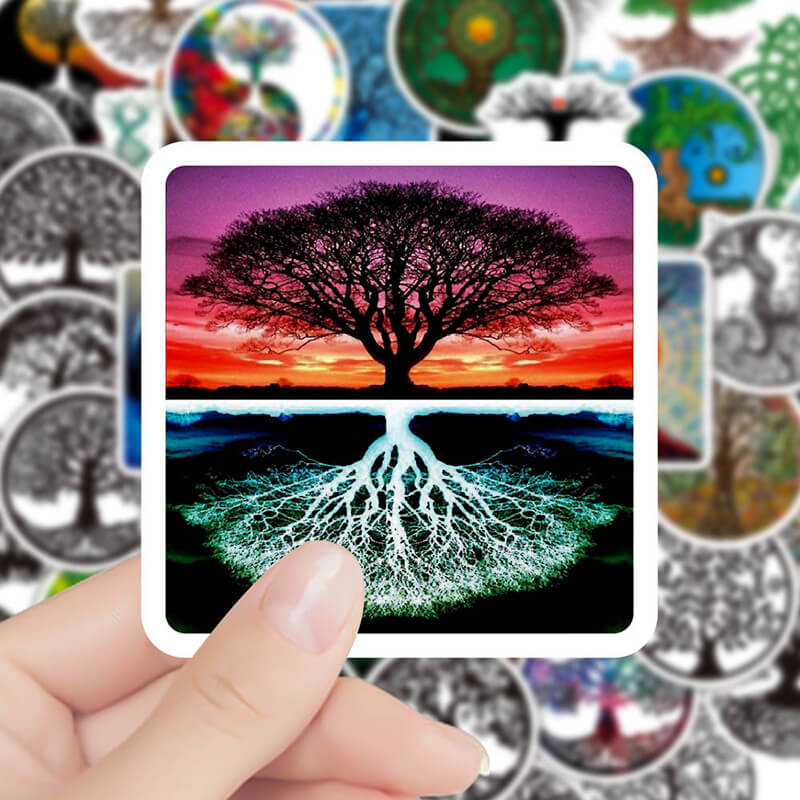 50 Pcs Viking Totem Tree of Life Waterproof Stickers