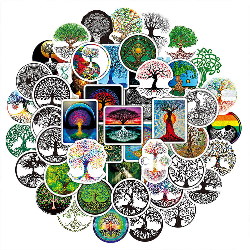 50pcs Viking Totem Tree of Life Waterproof Stickers | Gthic.com