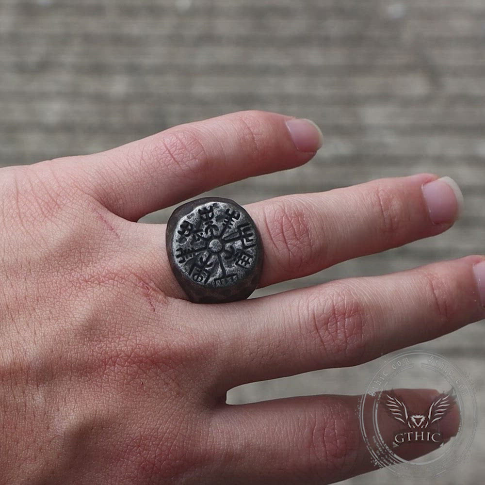 Vegvisir Magic Compass Stainless Steel Viking Ring