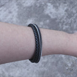 Double Braided Leather Stainless Steel Bracelet