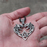 Heart-shaped Fenrir Wolf Stainless Steel Viking Pendant