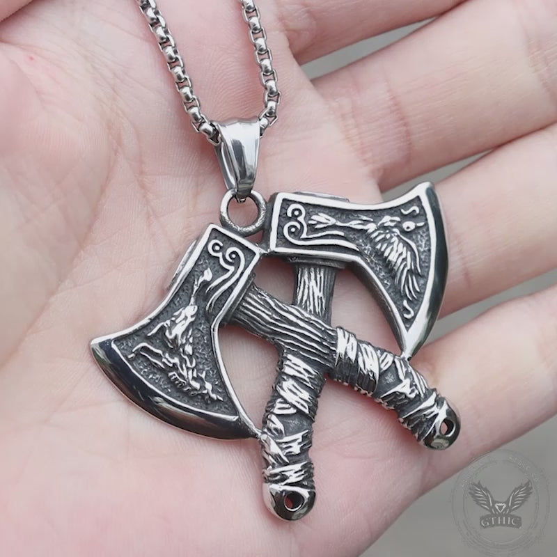 Pendentif Viking Axe Nordique en Acier Inoxydable