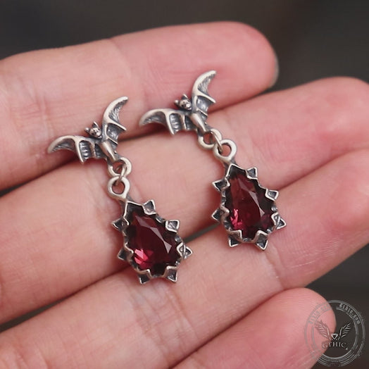 Bat Sterling Silver Crystal Earrings