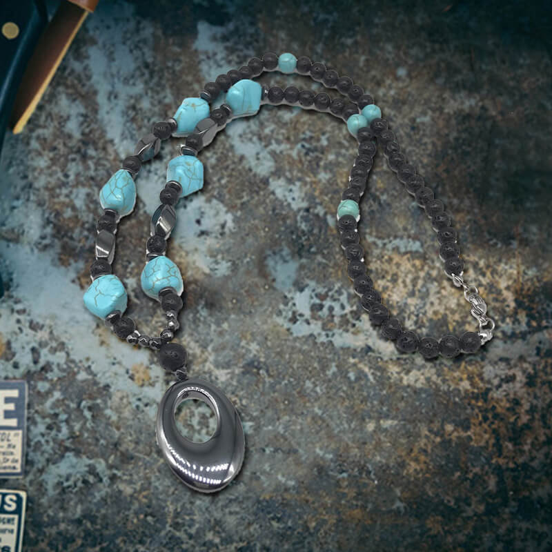 60 cm Turquoise Bead Necklace | Gthic.com