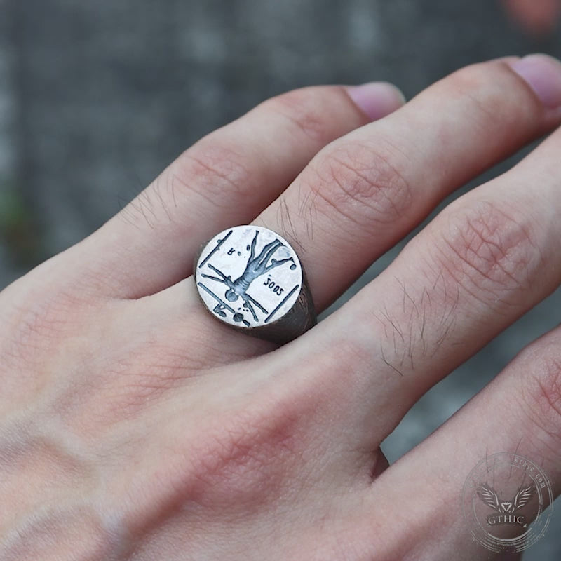 Vitruvian Man Sterling Silver Ring