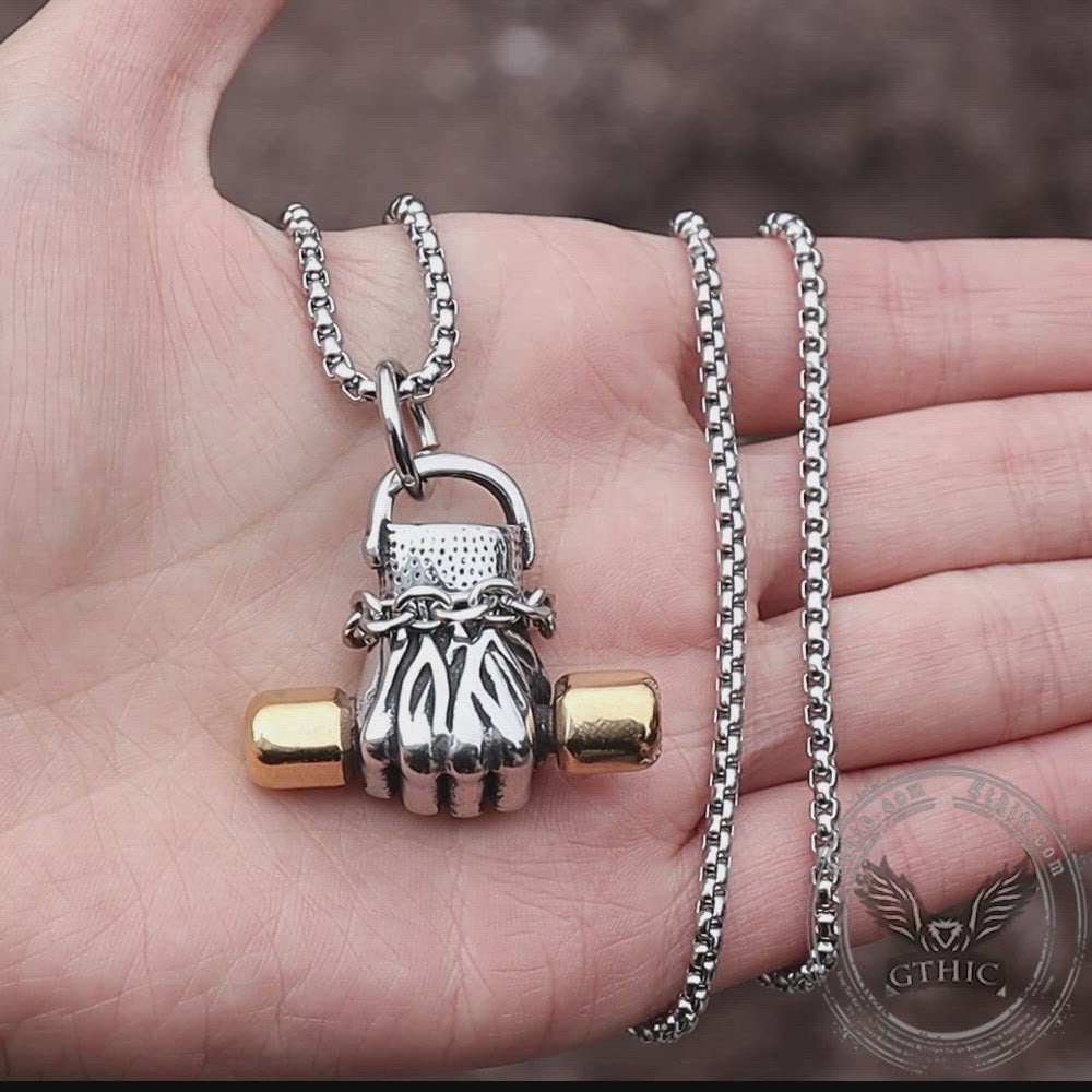 Fist Dumbbell Stainless Steel Pendant