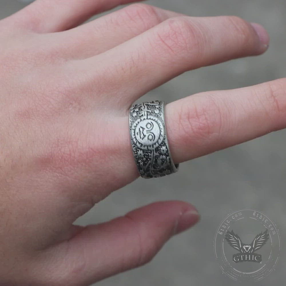 Sun Moon and Stars Stainless Steel Band Ring