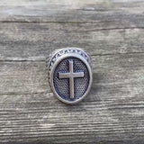 Dragon Scale Pattern Sterling Silver Cross Ring