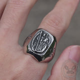 St Christopher Protect Us Stainless Steel Ring