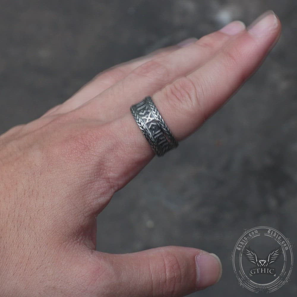 Elder Futhark Runes Stainless Steel Ring