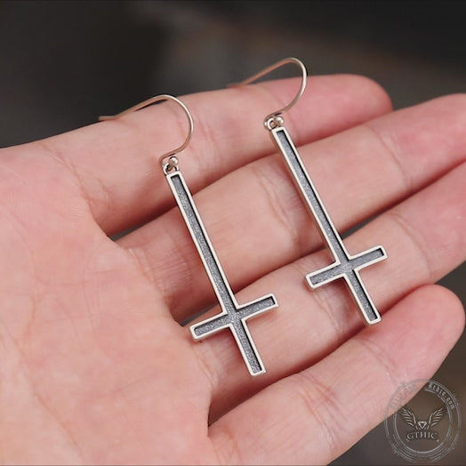Inverted Cross Sterling Silver Earrings