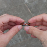 Wood Damascus Steel Minimalist Ring