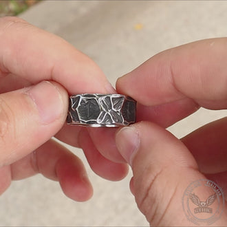 Vintage Runes Stainless Steel Viking Ring